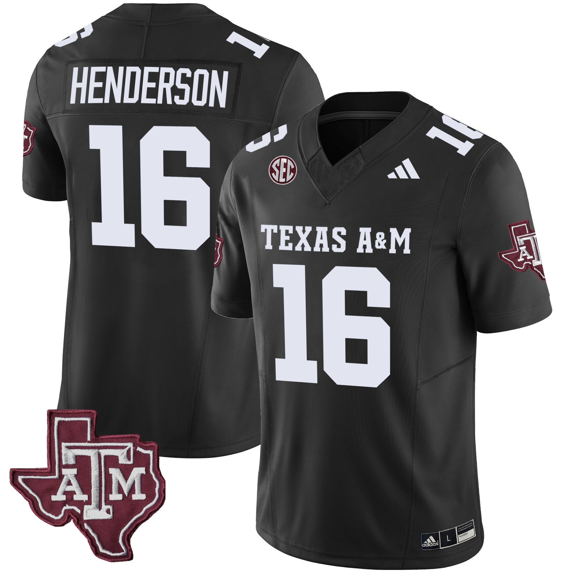 Men Texas A&M Aggies 16 Henderson Black 2024 Vapor Limited NCAA Jersey style 1